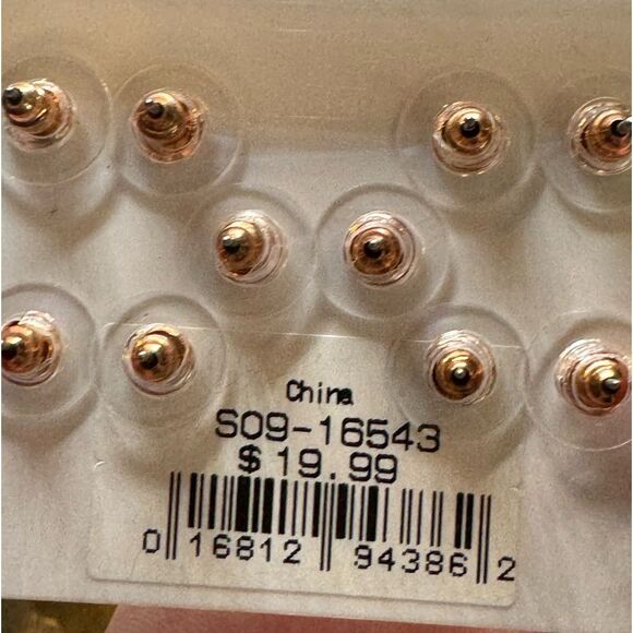 Primavera Collection 5 Pairs Rose Gold Tone Various Cubic Zirconia Post Earrings - Picture 7 of 8